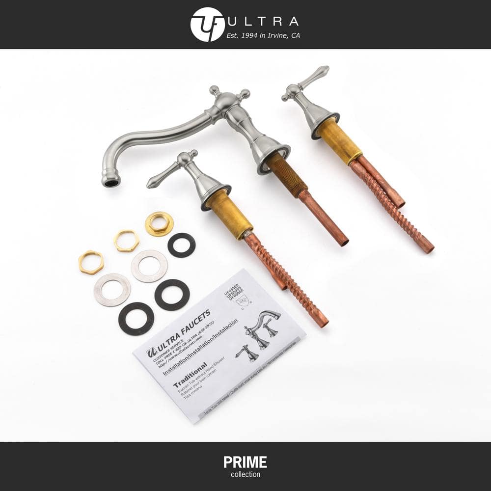Brushed Nickel Double Handle High Arc Roman Tub Faucet