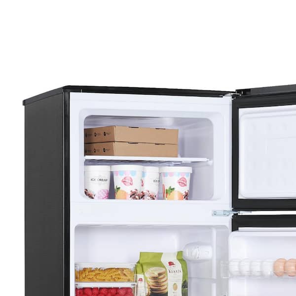 Magic Chef - 7.3 cu. ft. 2-Door Mini Fridge in Platinum Steel with Freezer