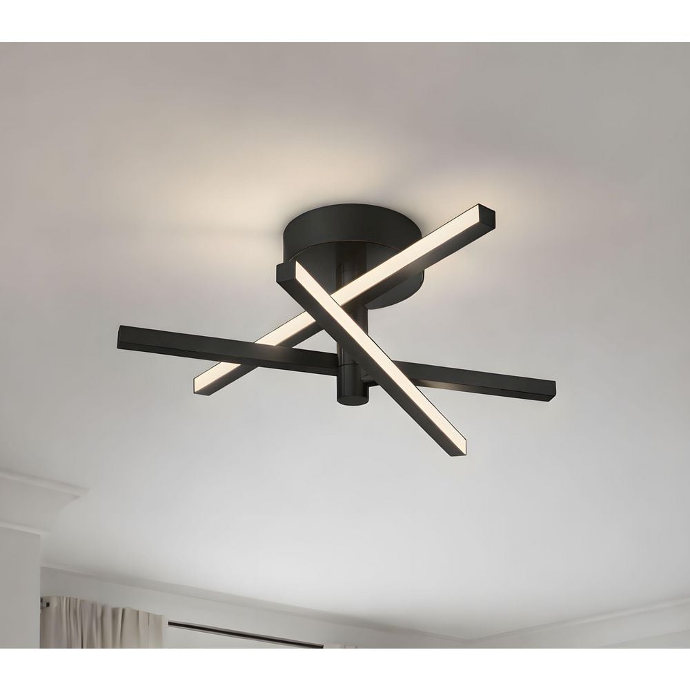 Knoll 18.5 in. Sputnik Gloss Black Integrated LED Flush Mount Warm White with White Acrylic Shade price history on PriceWatchPro