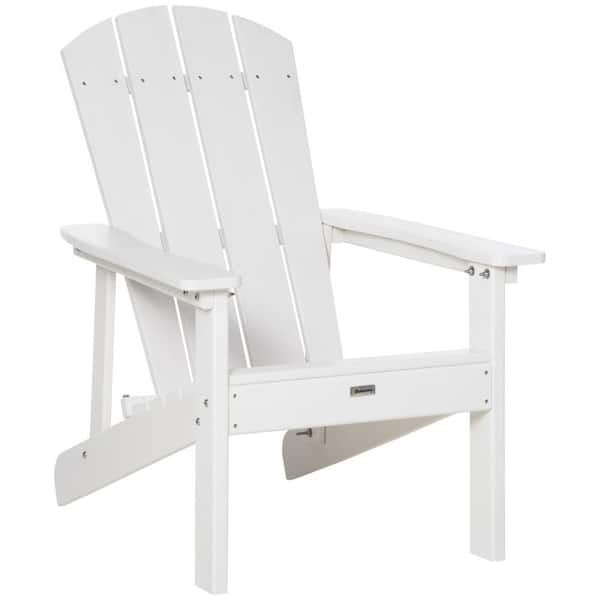Zeus & Ruta 27 in. x 33 in. x 36 in. White HDPE Adirondack Chair, Faux Wood Patio or Fire Pit Chair for Deck Garden Porch Backyard