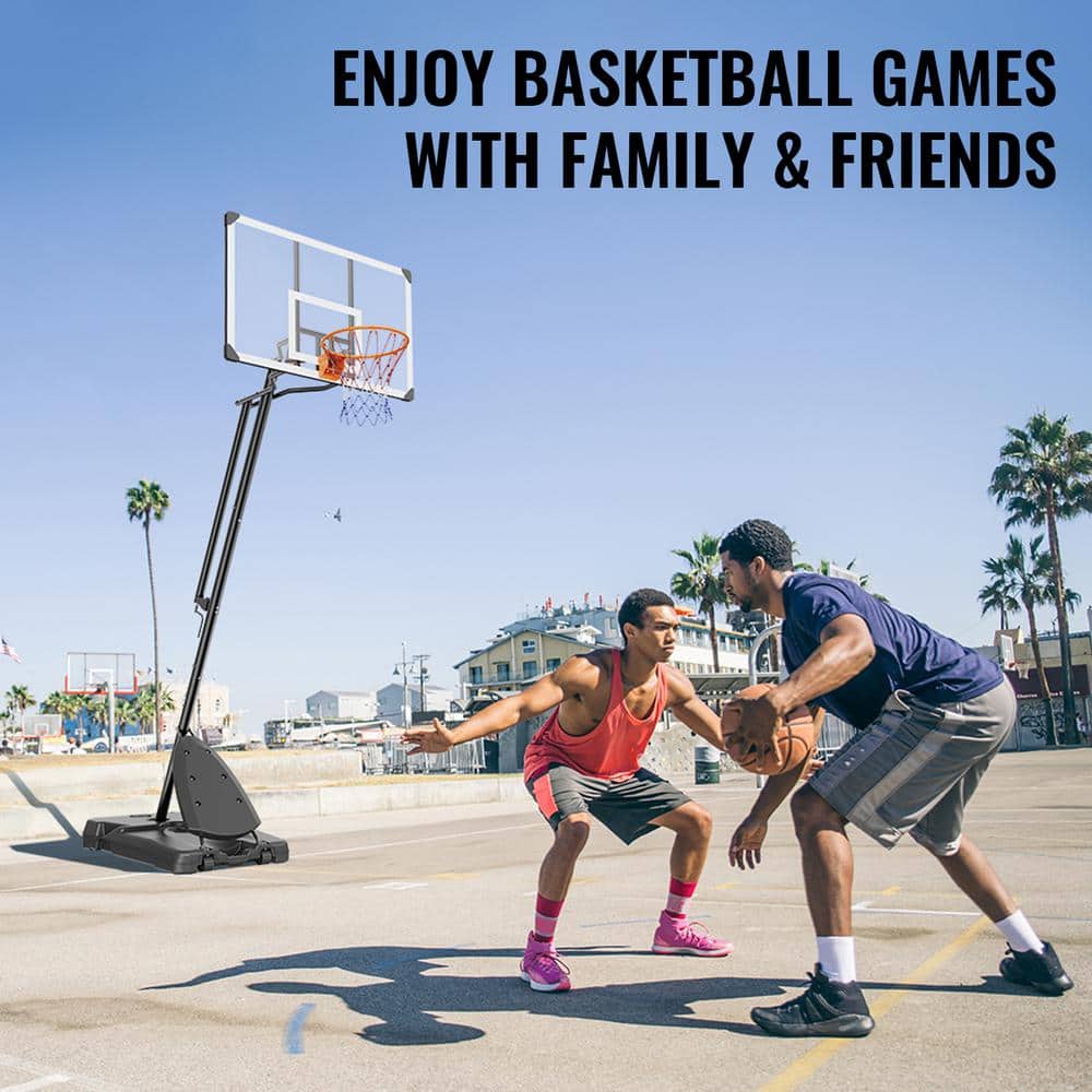 Adjustable Height Portable Multicolor Basketball Hoop with Fillable Base