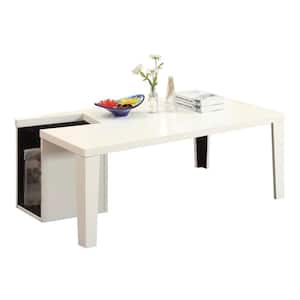 Butters 47.5 in. White Rectangle Wood Coffee Table with Storage