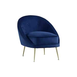 Sasha 30 in. Velour Blue/Gold Velvet Side Chair