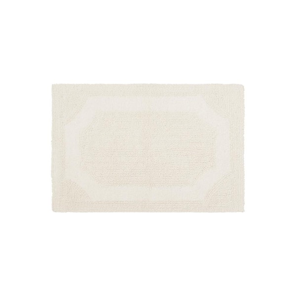 Laura Ashley Solid Reversible Ivory 17 in. x 24 in. Bath Mat ...