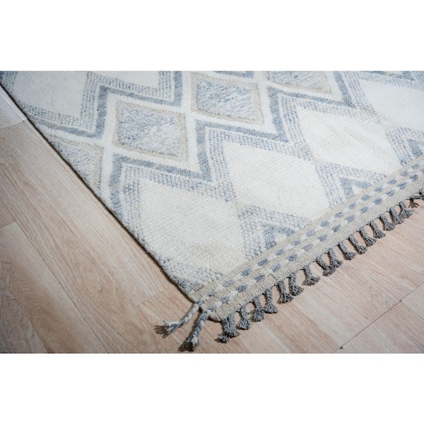 Beige Hand-Knotted Wool Contemporary Marrakech Handspun, Stylish and Durable Rug for Living, 8 ft. x 11 ft. Area Rug