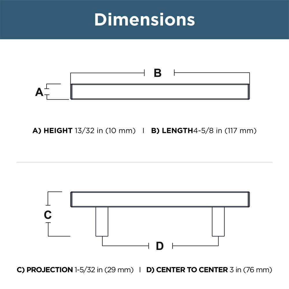 Brushed Stainless Steel Modern Rectangular Bar Pulls 4.61"