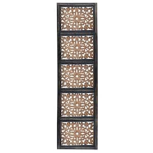 20 in. x  72 in. Wood Brown Handmade Intricately Carved Floral Wall Decor