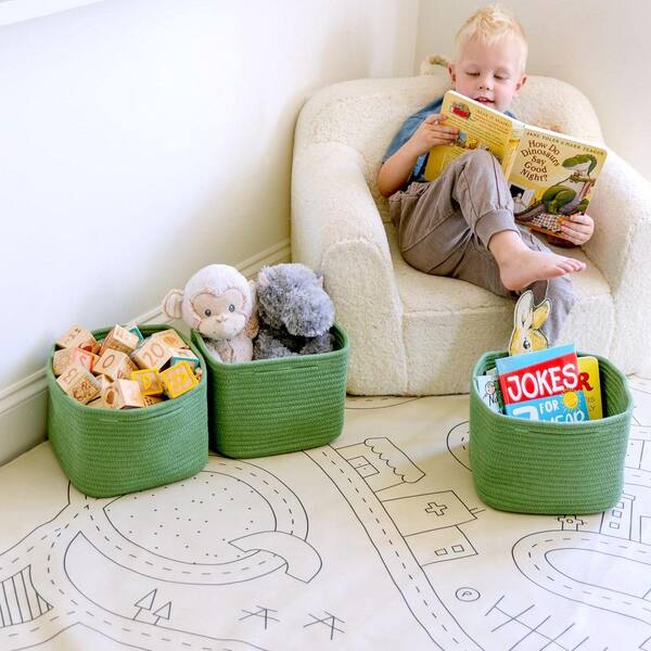Green 9 in. x 7 in. Cotton Rope Woven Cube Storage Decorative