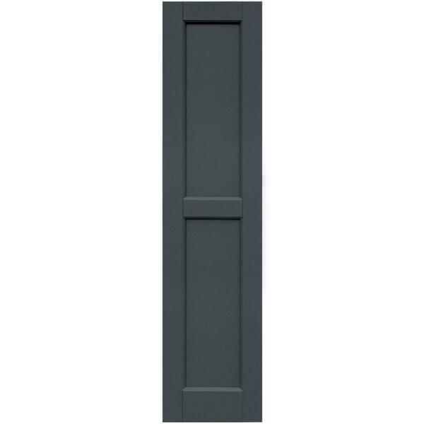 Winworks Wood Composite 12 in. x 51 in. Contemporary Flat Panel Shutters Pair #663 Roycraft Pewter