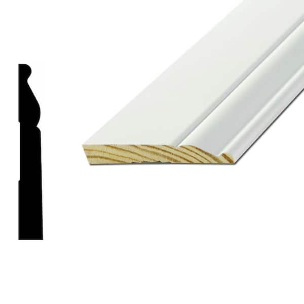 American Wood Moulding WM805A 1/2 in. x 5-1/4 in. Primed Finger-Jointed Pine Base Moulding