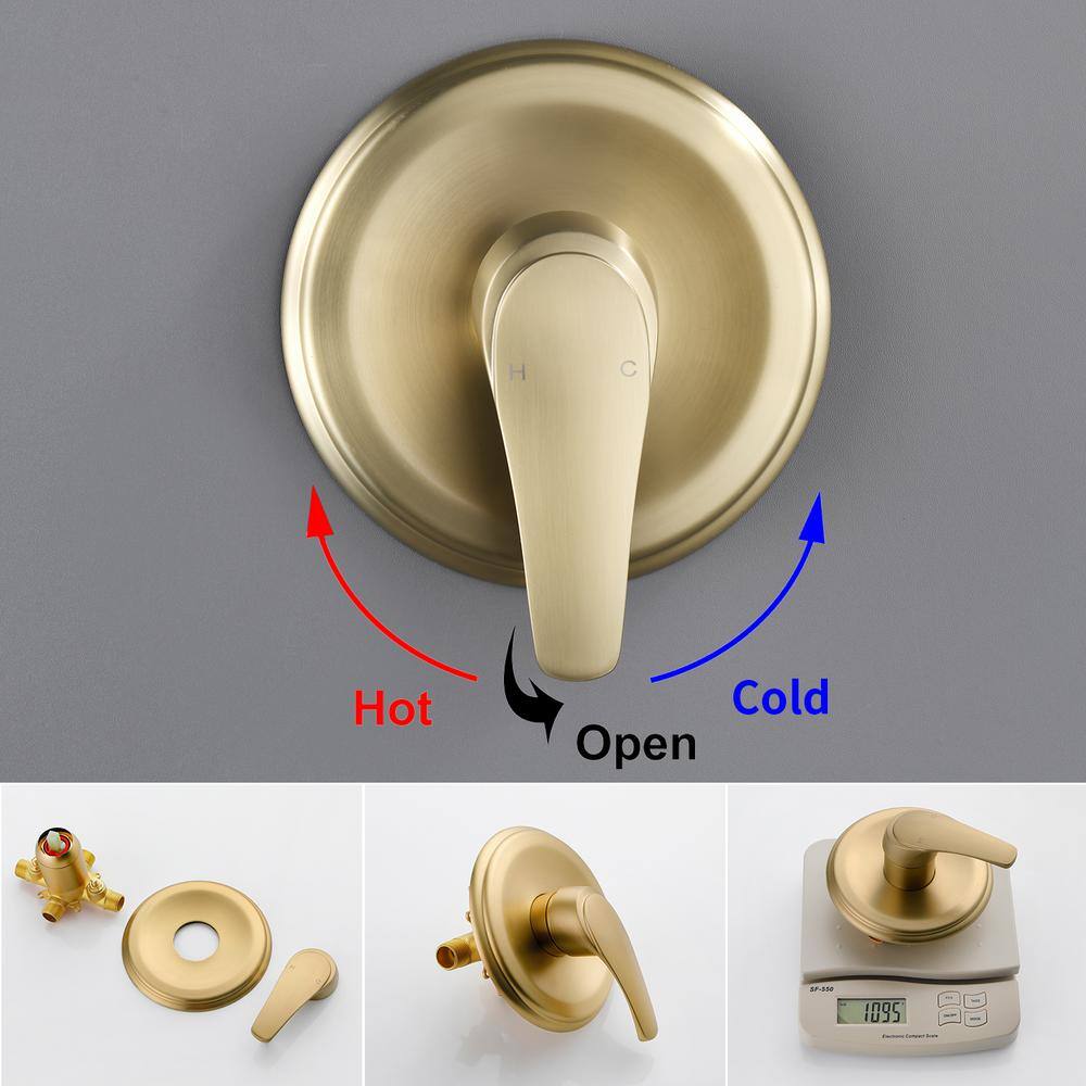 Brushed Gold Multi-Head Rain Shower System with Handheld