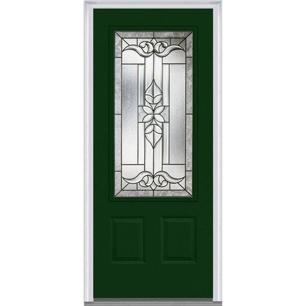 MMI Door 36 in. x 80 in. Cadence Right-Hand 3/4 Lite 2-Panel Classic Painted Steel Prehung Front Door