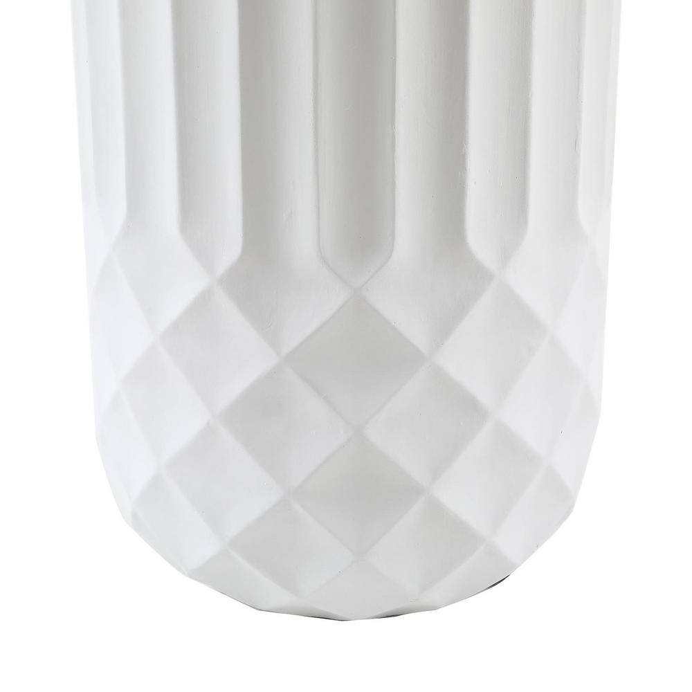 White 24-Inch Tall Round MgO Indoor/Outdoor Planter