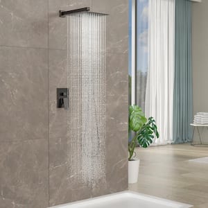 2-Spray 12 in. Dual Shower Head Wall Mount Fixed Rain Shower Head and Handheld 2.0 GPM in Oil Rubbed Bronze