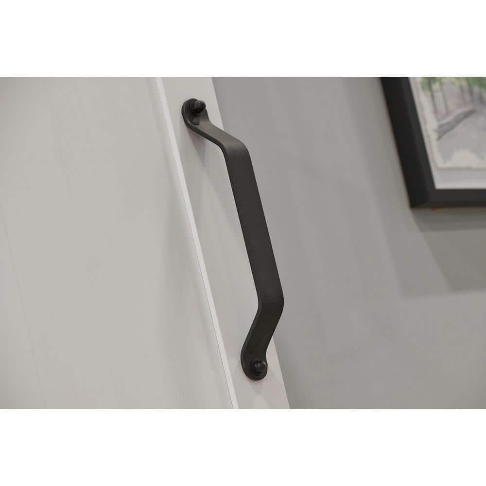 Millbrooke White PVC Vinyl Sliding Barn Door Kit with Black Hardware