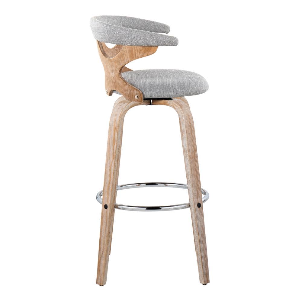 Gray Swivel Wood and Metal Barstool Set of 2