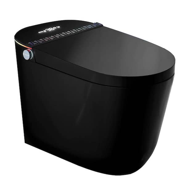 Modern Elongated Bidet Tankless Toilet in Black with Foot Sensor with Dryer,ADA,Instant Warm Water,Power Outage & Flush