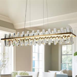 Combrocollia 1-Light Integrated LED Plating Brass Island Chandelier with Crystal Strips