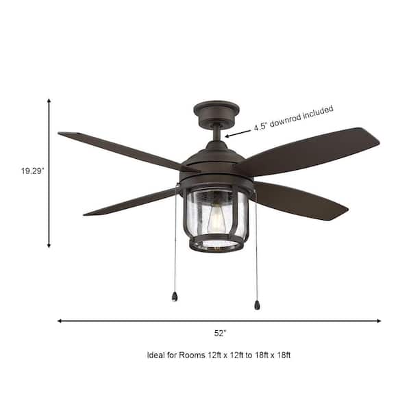 Ceiling Fan with LED Light Kit 52 in Indoor/Outdoor Bronze Shanahan HDC 