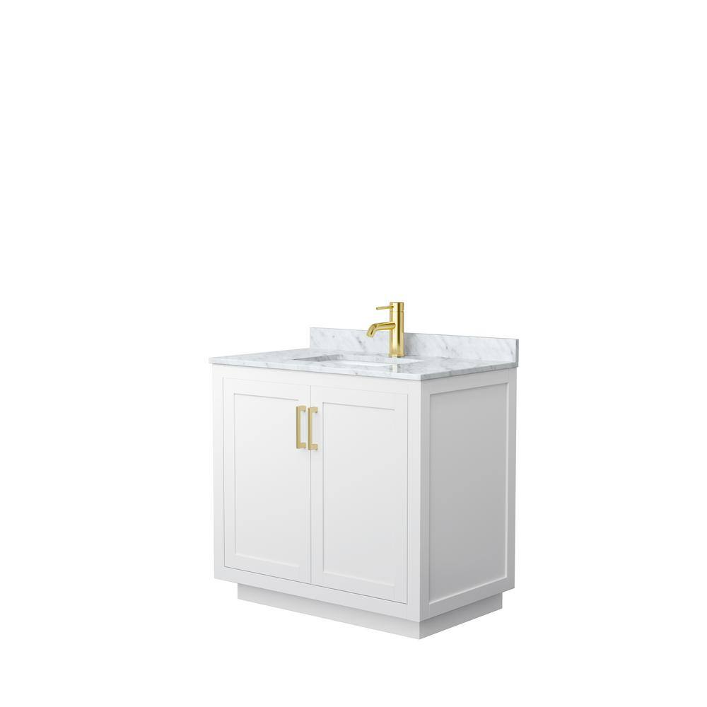 Wyndham Collection Miranda 36 in. W Single Bath Vanity in White with Marble  Vanity Top in White Carrara with White Basin WCF292936SWGCMUNSMXX - The  Home Depot