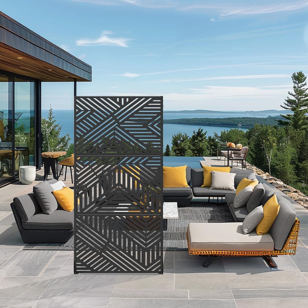 Ivan 72 in. Galvanized Steel Garden Fence Outdoor Privacy Screen Garden Screen Panels in Black price history on PriceWatchPro