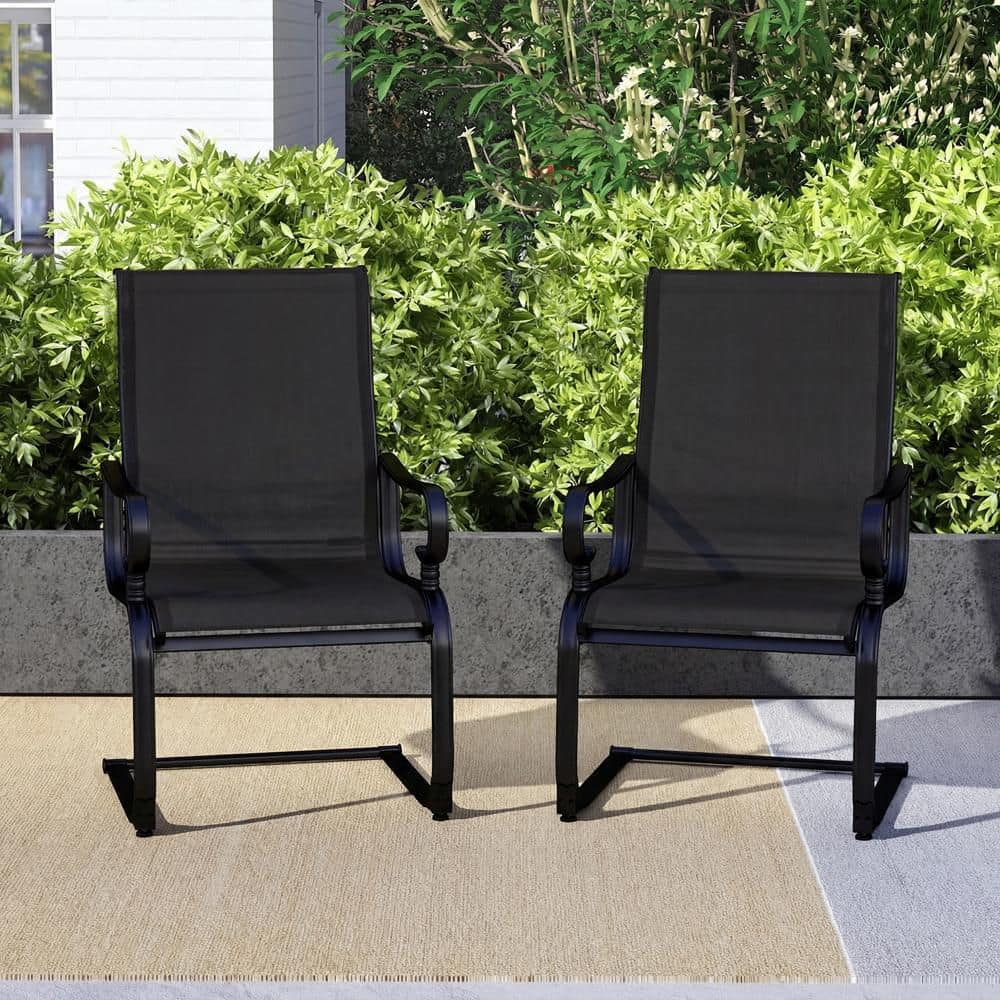 Set of 2 Patio Chairs C-Spring Motion Chairs with Quick-drying & Breathable Fabric Black price history on PriceWatchPro