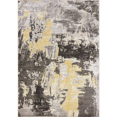 Skyline Grey 8 ft. x 10 ft. Watercolors Area Rug