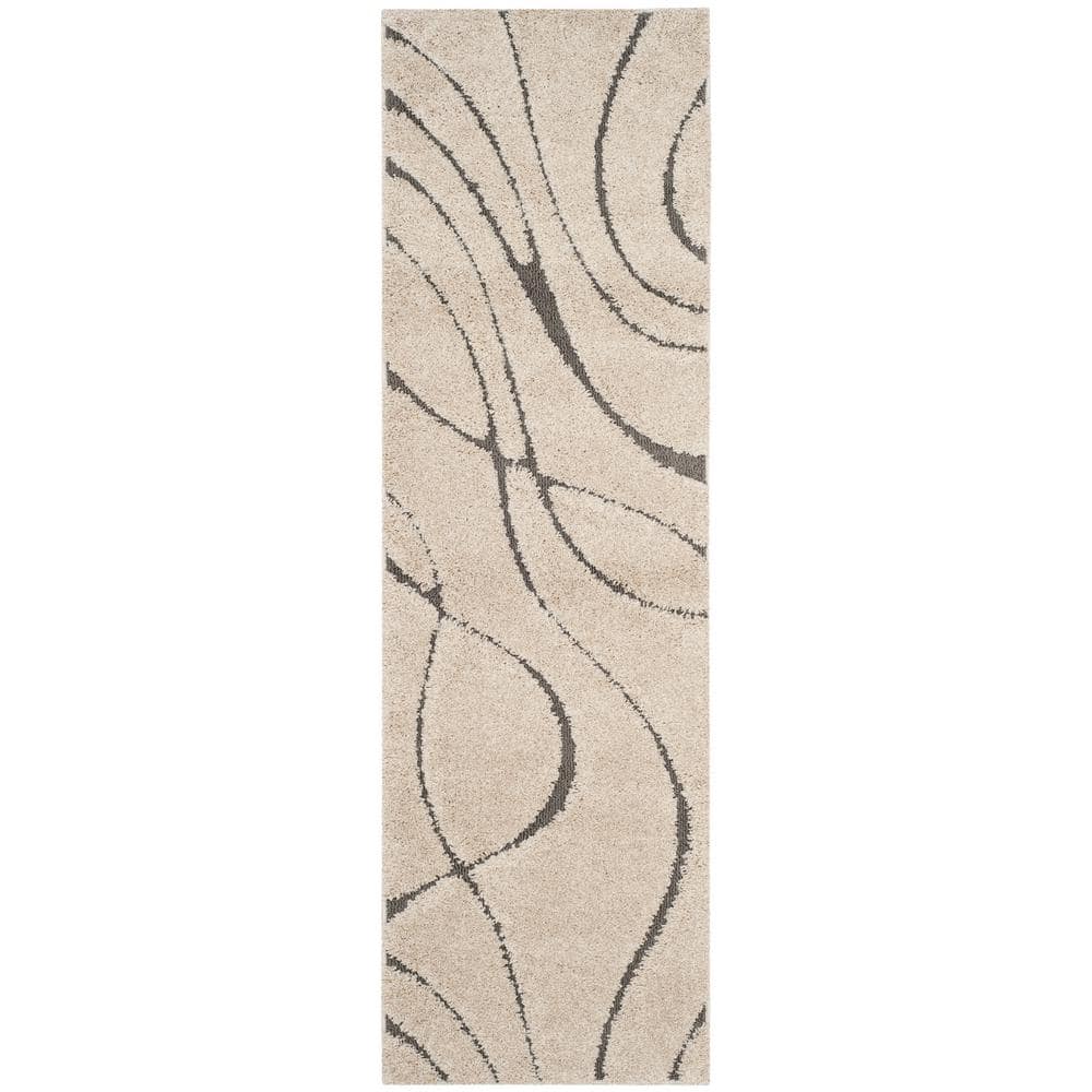 Florida Shag Cream/Gray 2 ft. x 11 ft. Solid Runner Rug price history on PriceWatchPro