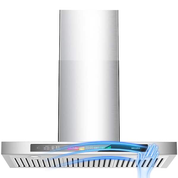 Unbranded 36 in. 900 CFM Ducted Insert Range Hood in Stainless Steel with Voice/Gesture/Touch Control/4 Speed Exhaust Fan