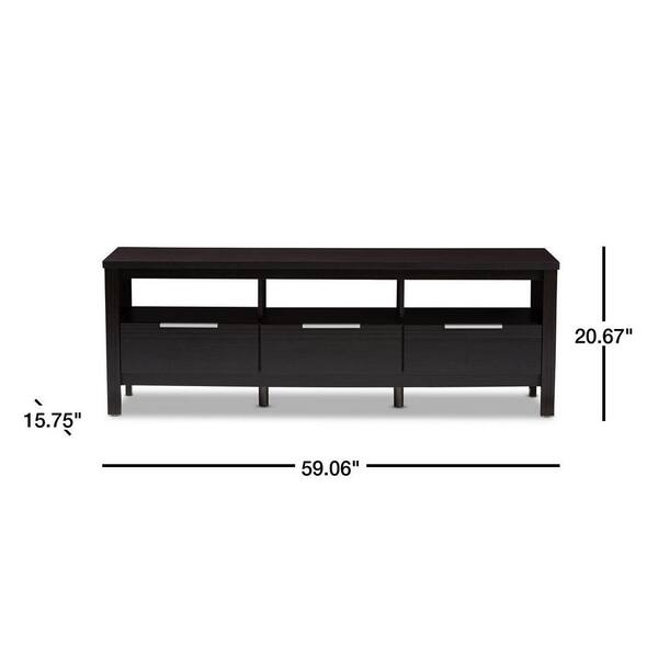 Baxton Studio Elaine Wenge Dark Brown TV Stand 146 8294 HD The