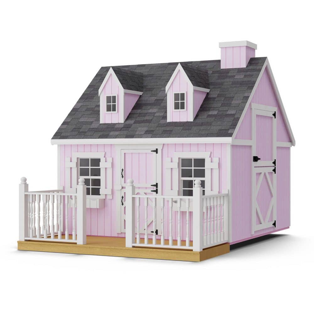 Little Cottage x Cape Cod Outdoor Wood Playhouse with  Floor, Deck and Rail, Loft 8x8 CCP-PNK-FK-DR-LFT The Home Depot