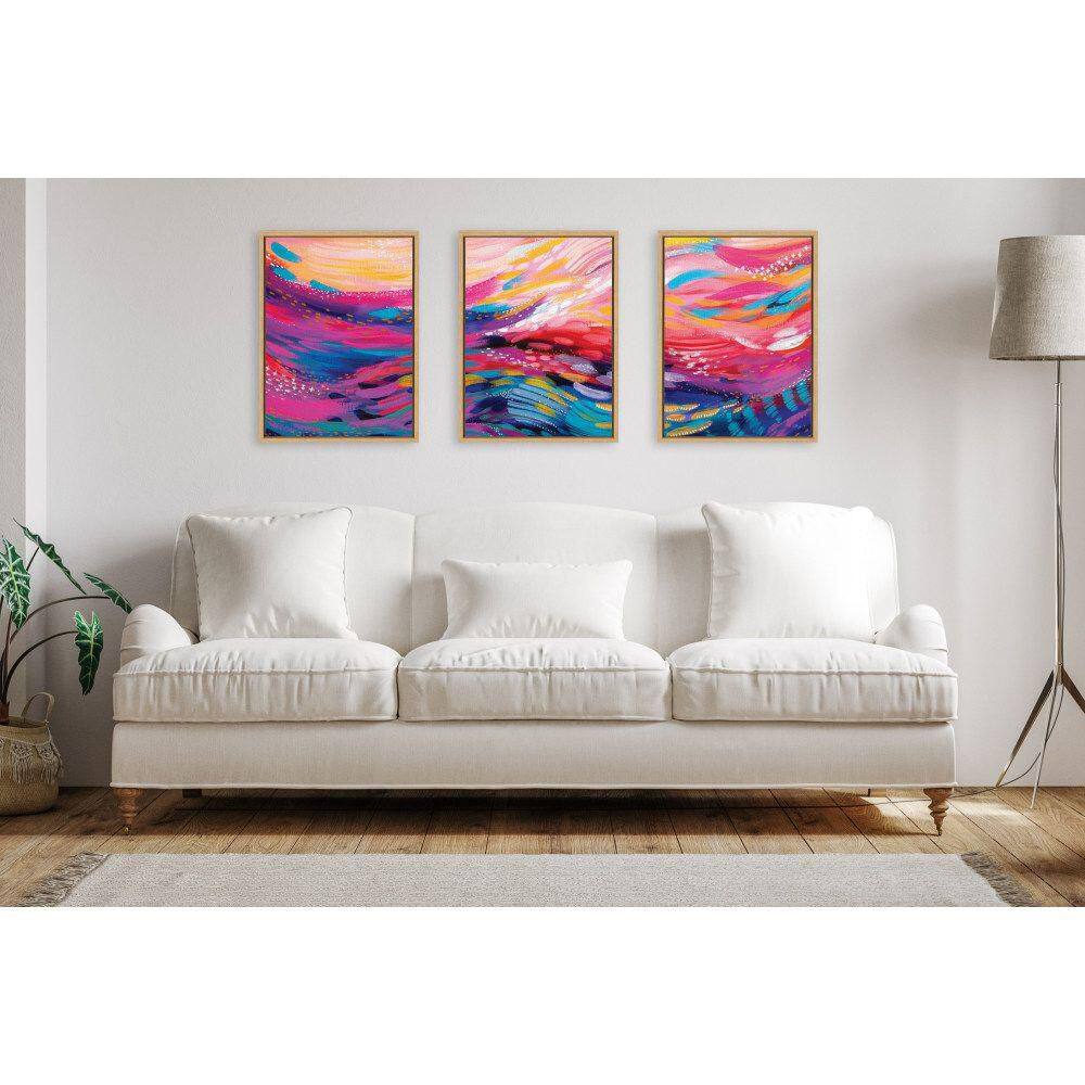 Colorful Abstract Brush Strokes Framed Canvas Wall Art Set, 18x24