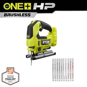 ONE+ HP 18V Brushless Cordless Jig Saw (Tool Only) with All Purpose Jig Saw Blade Set (10-Piece)