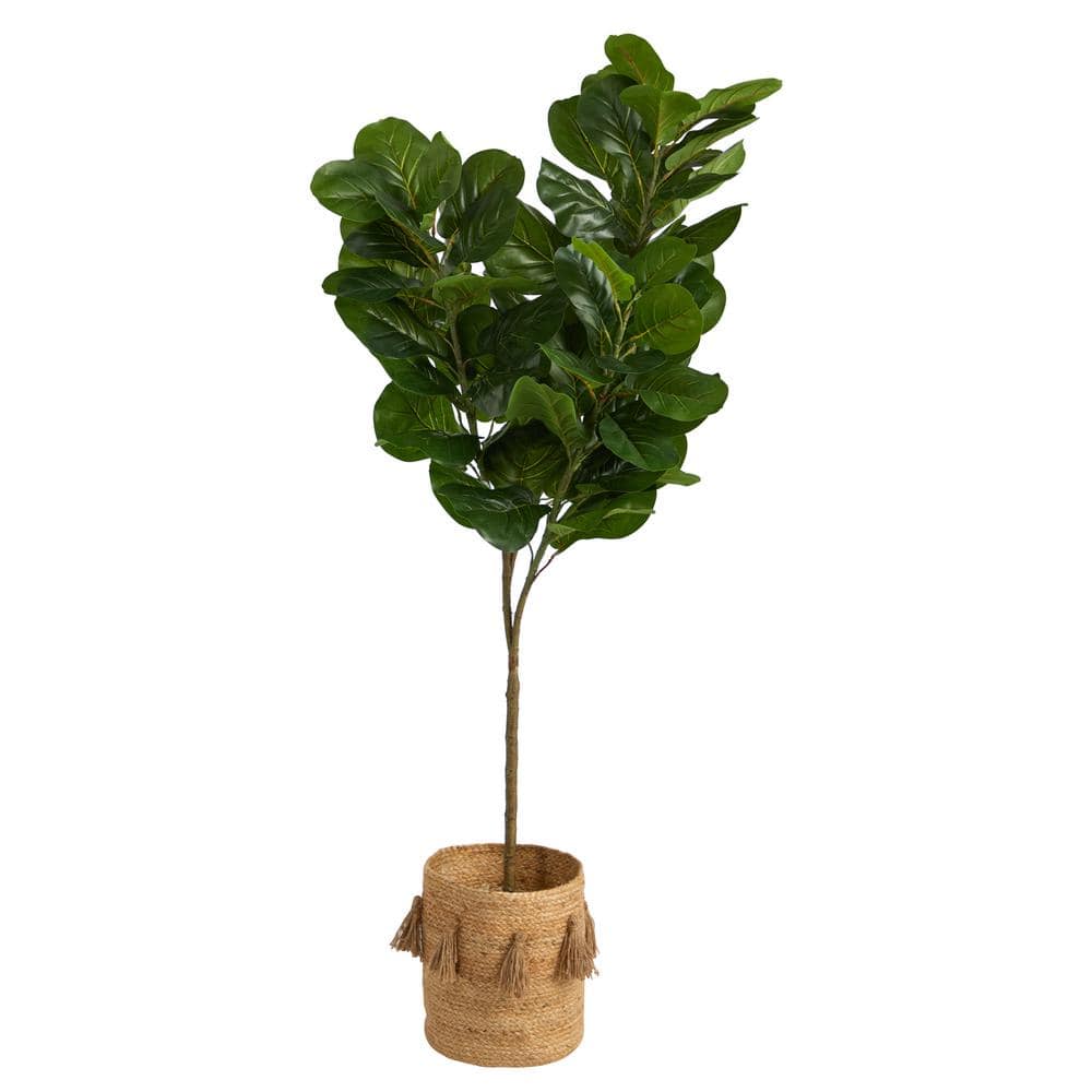 Nearly Natural 6 ft. Green Fiddle Leaf Fig Artificial Tree in Handmade