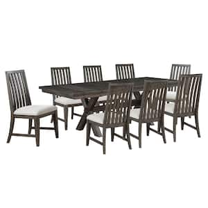 Riverdale 9-Piece Black Wood Dining Room Set with 8 Cushioned Chairs