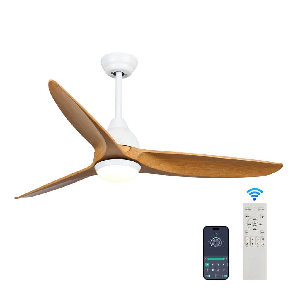 52 in. Smart Indoor White 6-Speed 3-Colors Ceiling Fan with Integrated LED 