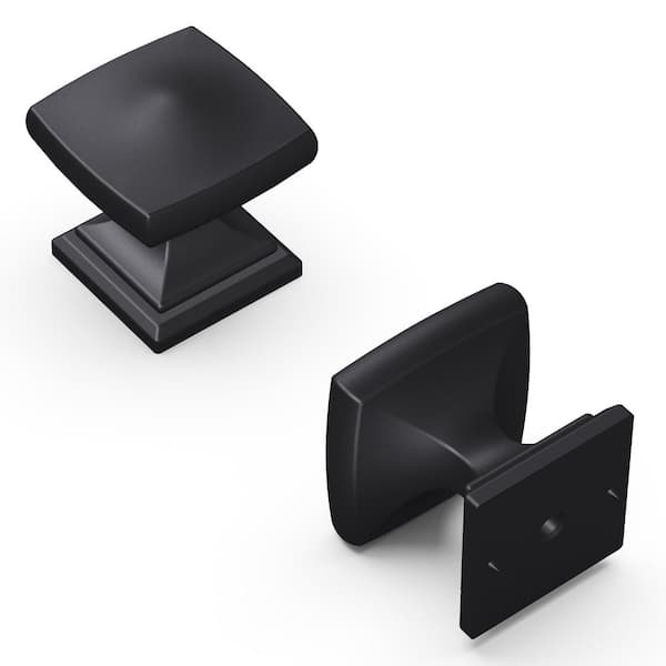 HICKORY HARDWARE Dover 1-1/4 in. Square Matte Black Cabinet Knob (10-Pack)