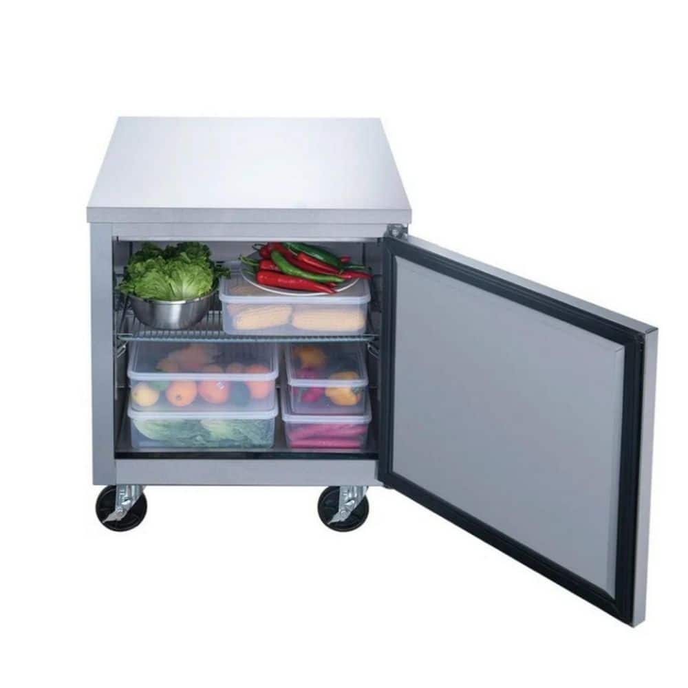 29 in. W 6.3 cu. ft. Single Solid Door Commercial Under Counter Refrigerator in Stainless Steel
