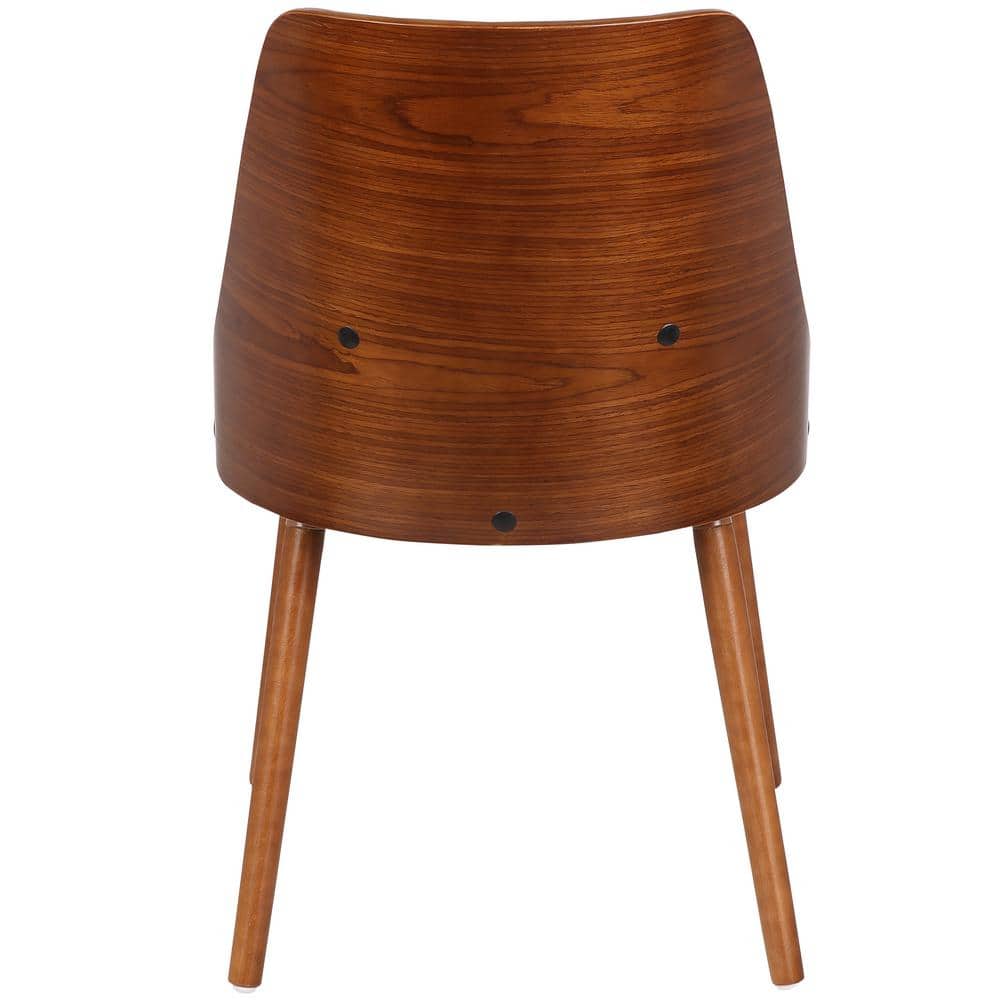Scandinavian High Walnut & Grey Upholstered Wood Side Chair