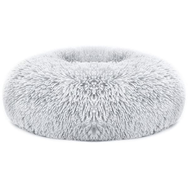 23.62 in. Pet Dog Bed Warm Fleece Sofa Bed Cushion Suit Less than 20 lbs. Medium Dog in Grey