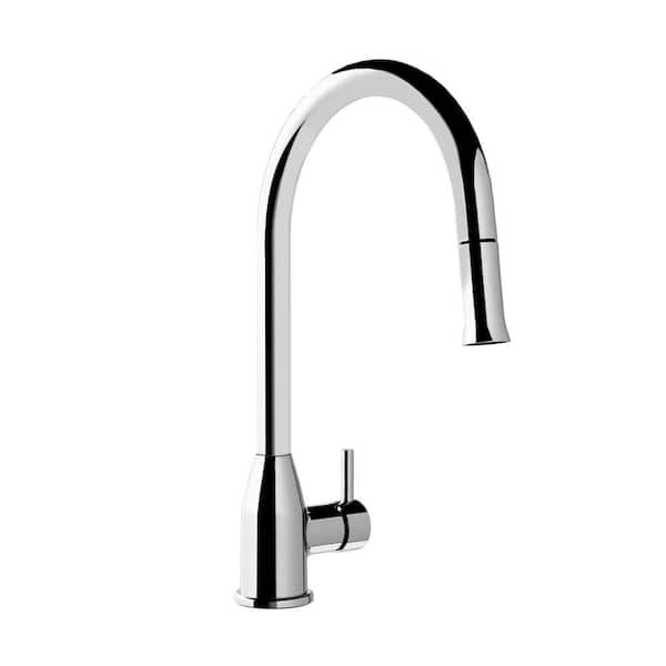 Single Handle Polished Chrome 15 9/64 in. H Pull Down Sprayer Kitchen Faucet, 1-function Spray, High-Arc Swivel Spout