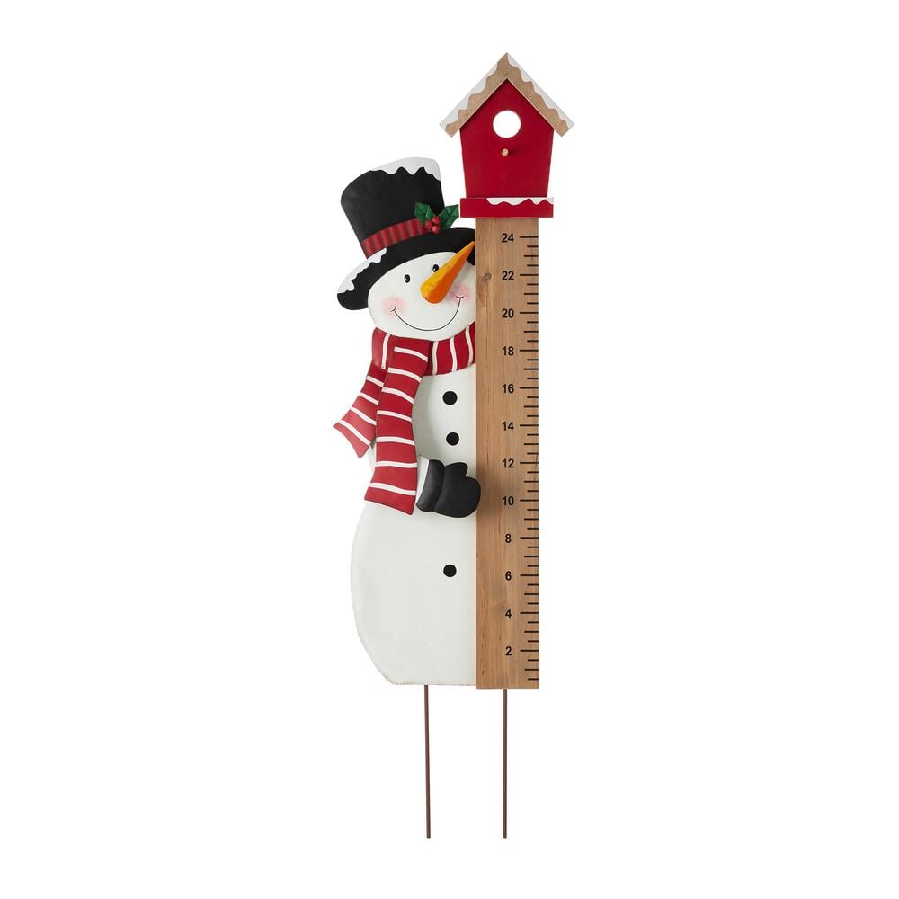 Glitzhome Snowman Snow Gauge Yard Stake or Wall Decor, 40"