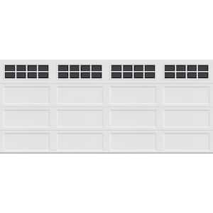 Bridgeport Steel Extended Panel 16ft. X 7ft. Insulated 12.9 R-Value White Garage Door with windows