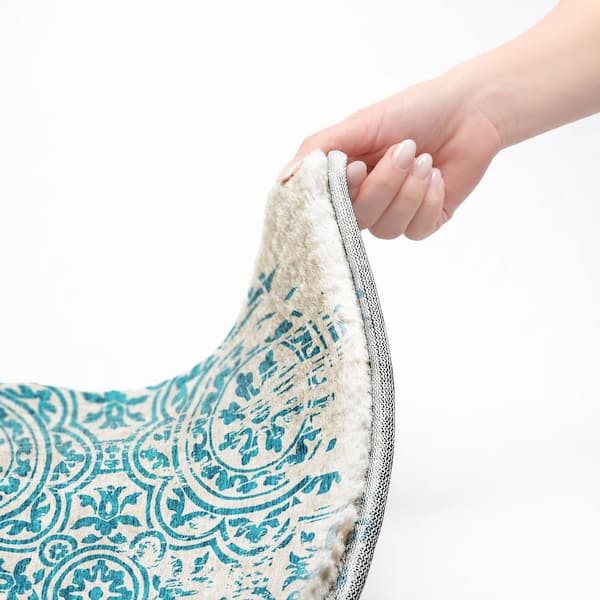 Dream Shag Premium Machine Washable Abstract ADS758 Teal 9 ft. x 12 ft. Area Rug
