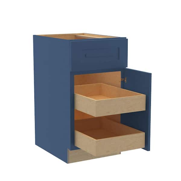 Home Decorators Collection Grayson 18 in. W x 24 in. D x 34.5 in. H Assembled Plywood Base Kitchen Cabinet in Mythic Blue with 2ROT Spice RH