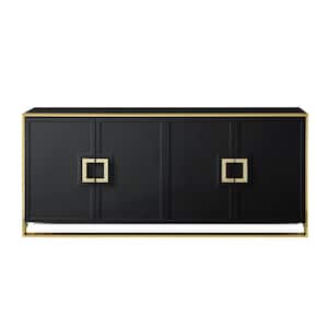 Ulani Black 4-Doors Sideboard With Adjustable Shelves