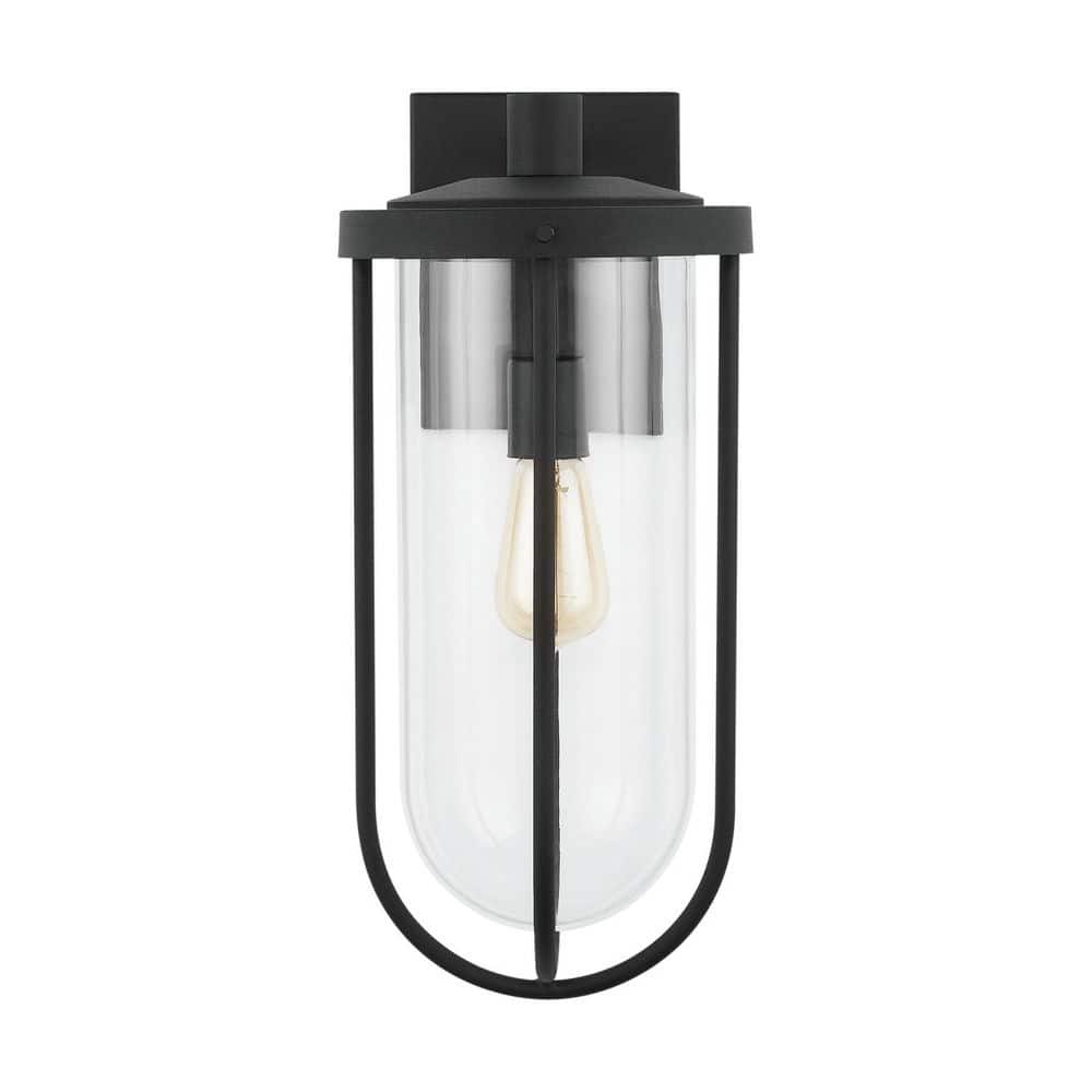 Corbin 18.5 in. H Black Outdoor Hardwired 1-Light Wall Mount Lantern Sconce with Clear Glass Shade and No Bulbs Included price history on PriceWatchPro