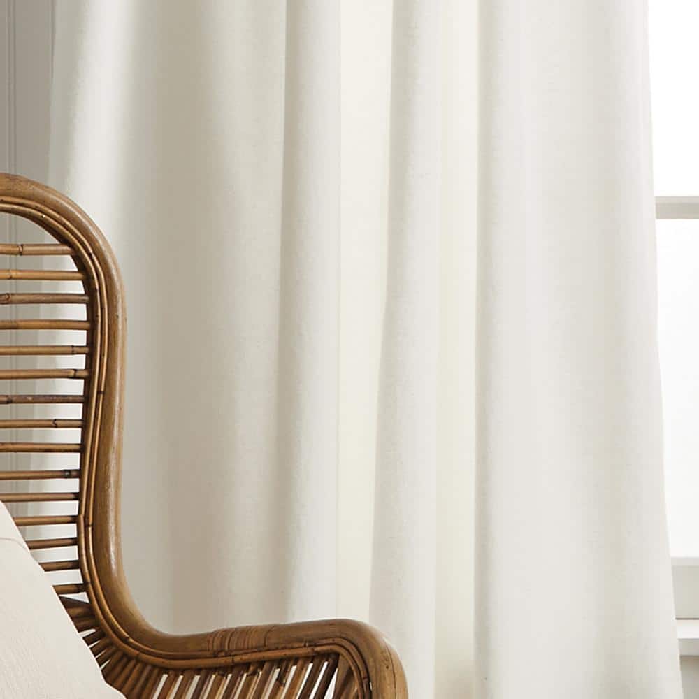Water's Edge White Cotton Light-Filtering Curtain Panels, 50" x 84"