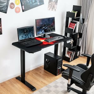 47 in. Retangular Black Wood Electric Standing Gaming Desk with Height Adjustable Splice Board