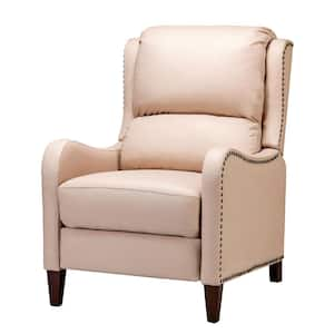 Hyde Modern Retro Cigar Genuine Leather Recliner with Nailhead Trim-Pink